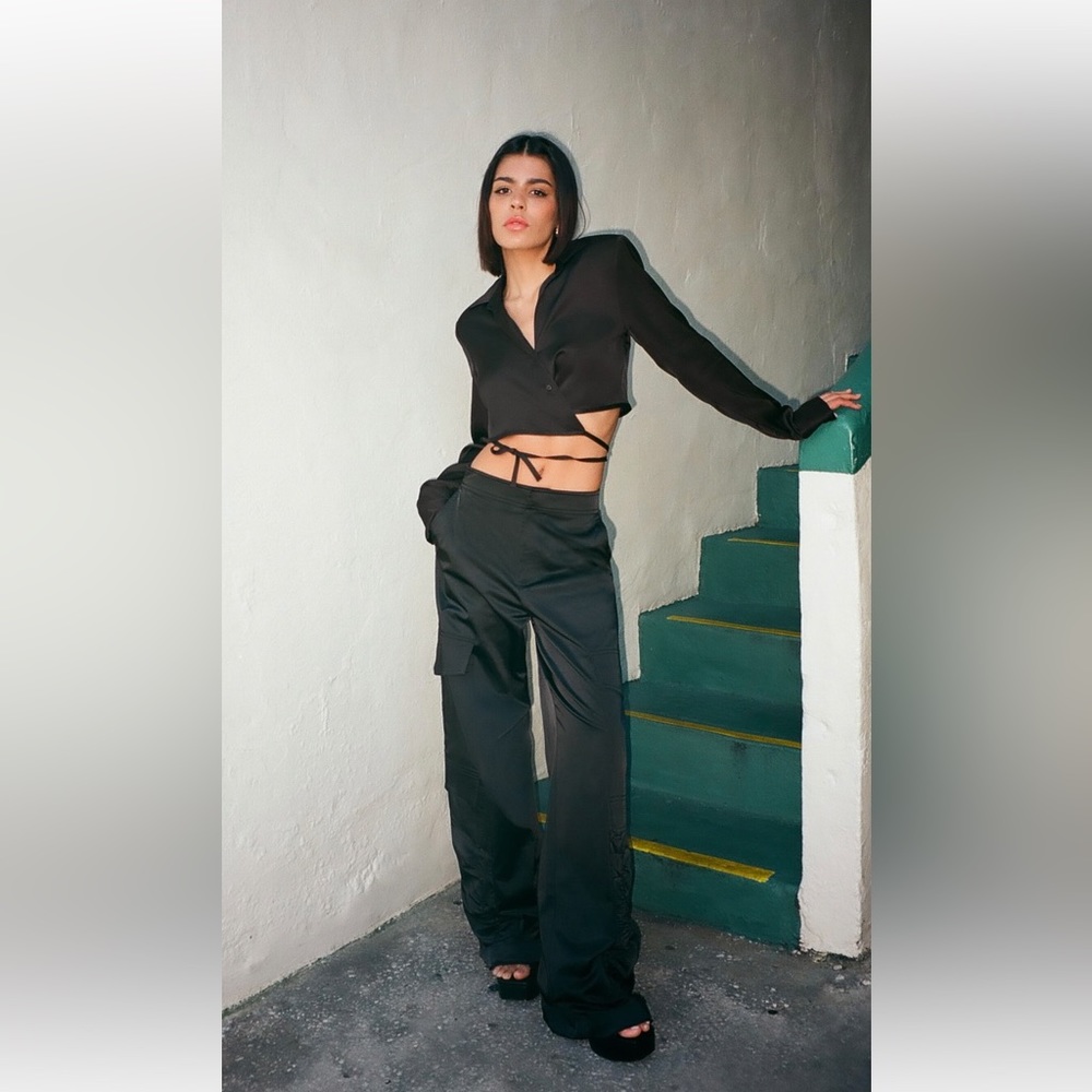 Zara satin effect trousers size small